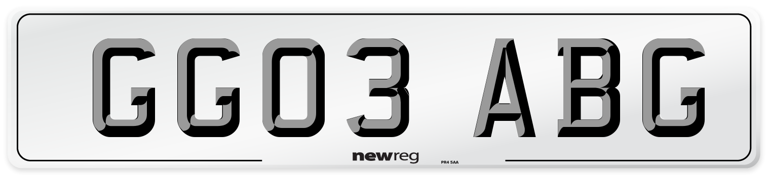 GG03 ABG Number Plate from New Reg